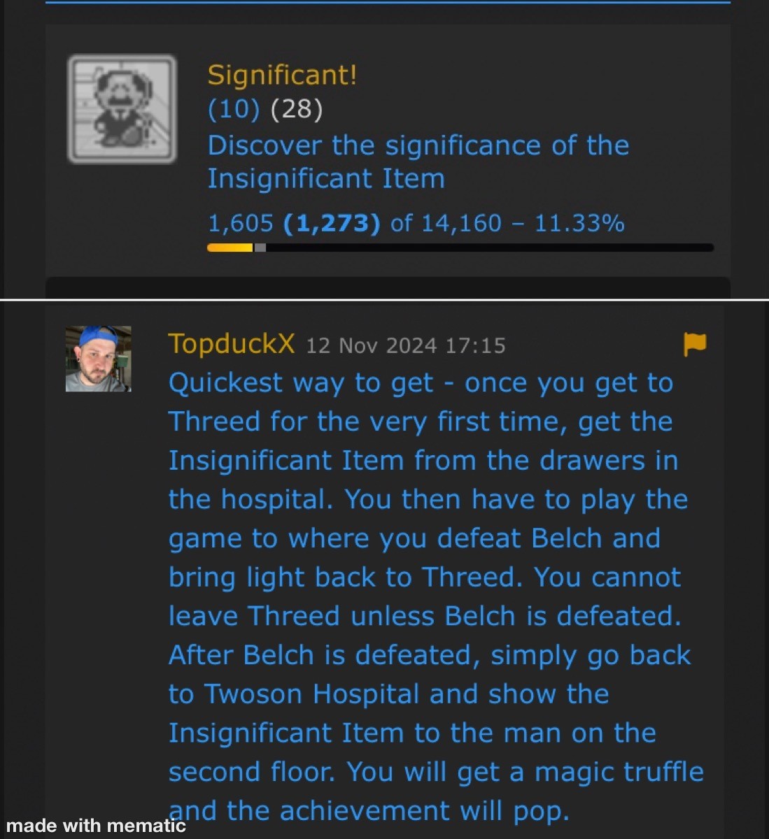 This achievement in earthbound had me doing something I never knew about in 30 years of playing my favorite game.