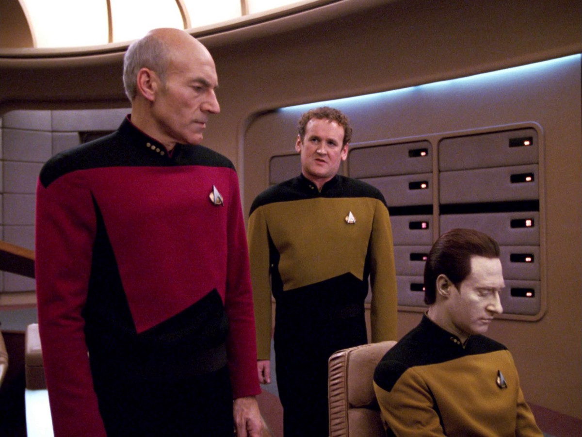 Colm looks so uncomfortable without the console in Transporter Room Three